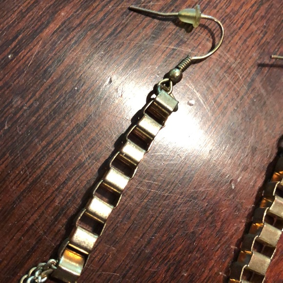 high end mixed metal long pierced earrings - Picture 4 of 9